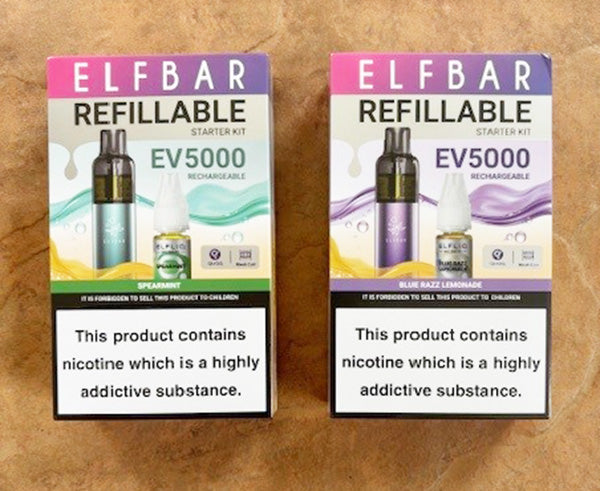 Elf Bar EV5000 Spearmint and Blue Razz Lemonade boxes