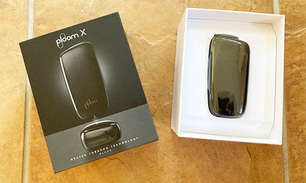 The Ploom X Heated Tobacco Kit in its box